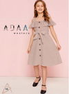 Peach Colour Latest Designer Exclusive Fancy Off shoulder frock Westen Style Penguin lycra Kids Wear Collcetion ADAA 04